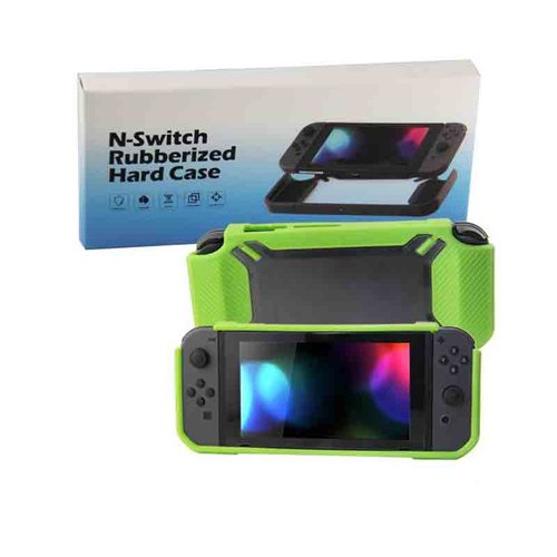 Nintendo Switch Funda Rubberized + Mica + Grips (Verde)