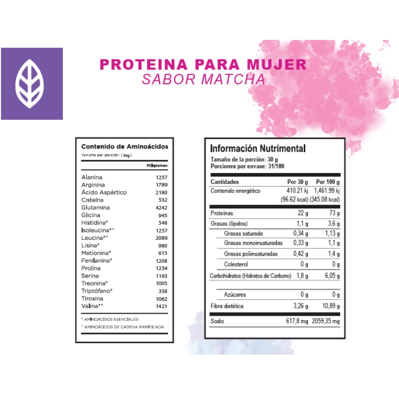 One Nature 930 gr Matcha En Polvo For Her Proteina Vegana