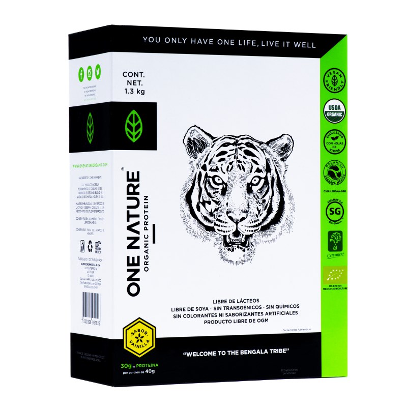 One Nature 1.3Kg Proteina Vegana En Polvo Certificada 100% Vegetal - Vainilla