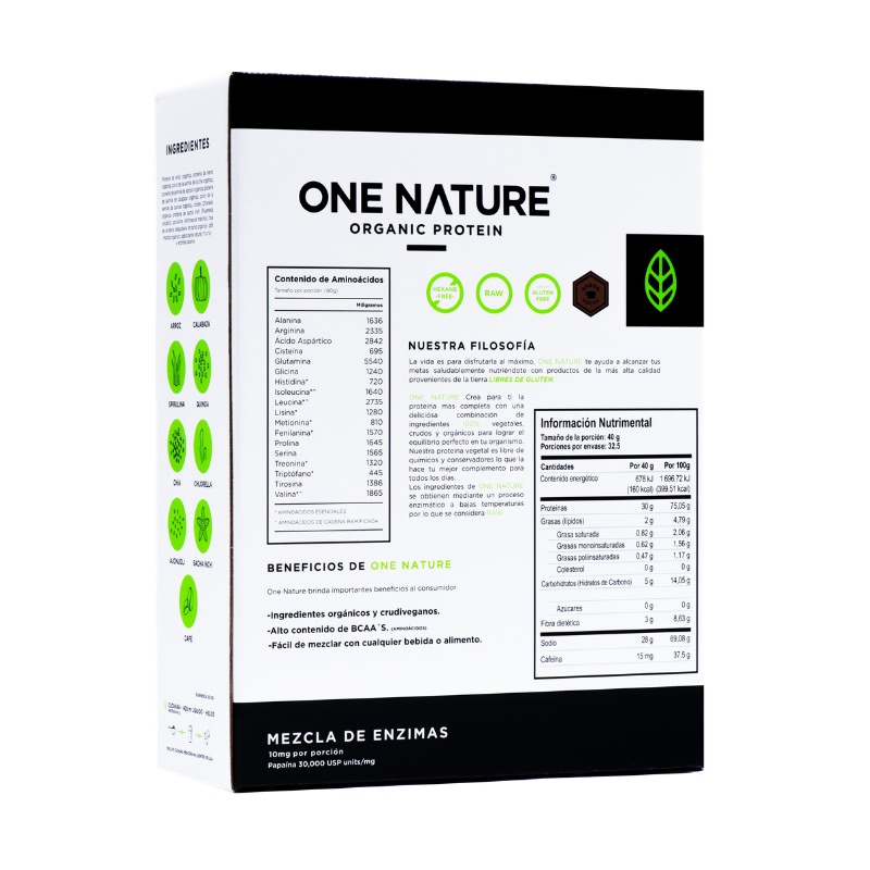 Value: One Nature 1.3Kg Proteina Vegana En Polvo Certificada 100% Vegetal - Chocolate