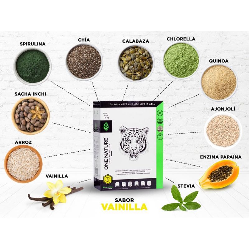 One Nature 3Kg Proteina Vegana Certificada En Polvo 100% Vegetal - Vainilla