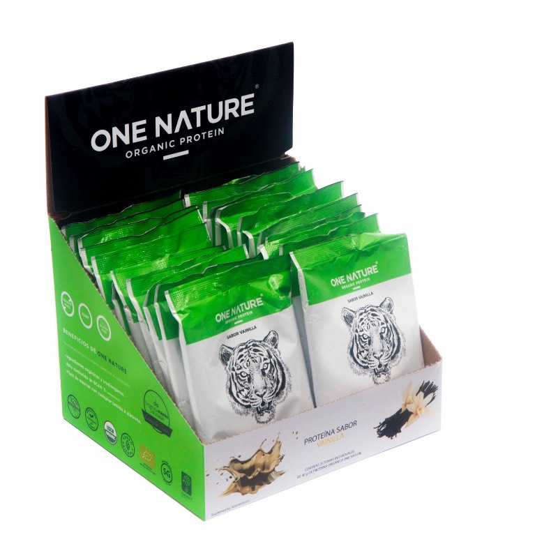 One Nature 40g x 25 pack Proteina Vegana En Polvo Certificada 100% Vegetal - Vainilla