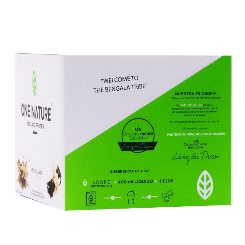 One Nature 40g x 25 pack Proteina Vegana En Polvo Certificada 100% Vegetal - Vainilla