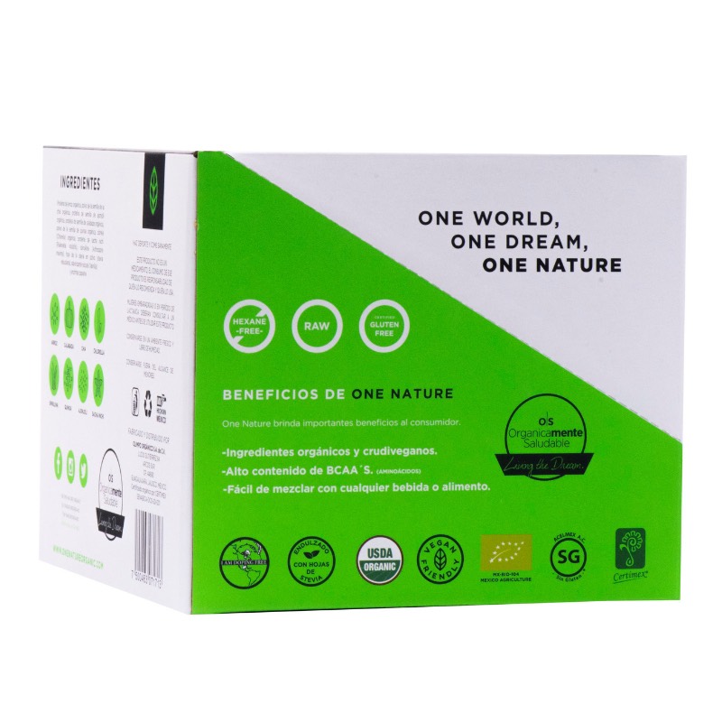 One Nature 40g x 25 pack Proteina Vegana En Polvo Certificada 100% Vegetal - Vainilla