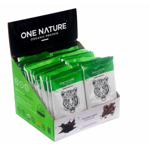 One Nature 40g x 25 pack Proteina Vegana En Polvo Certificada 100% Vegetal - Chocolate