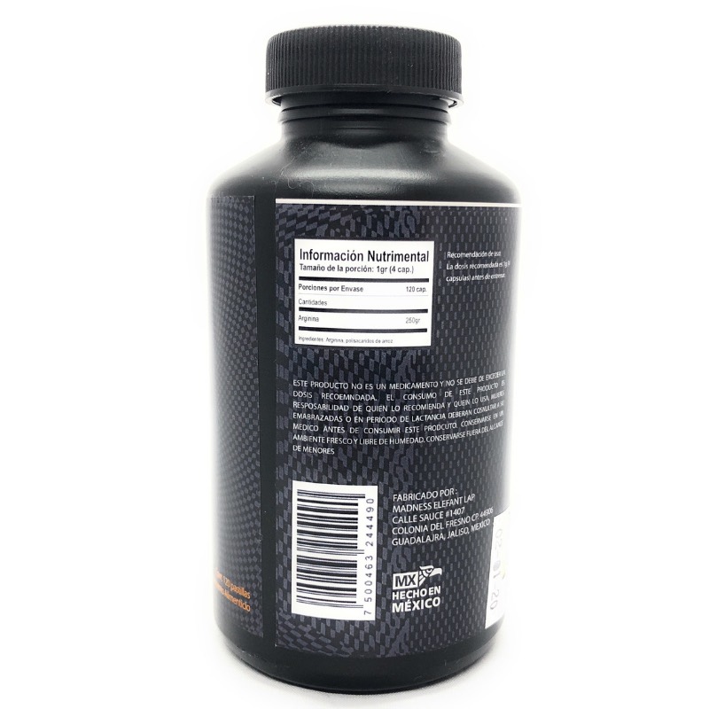 Madness Lab L-arginine 120 Capsulas 250ml/cap. (2 Unidades)
