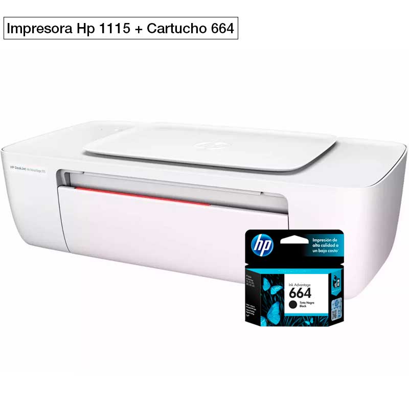 Impresora Hp Deskjet 1115 Inyeccion Color mas tinta 664 Negra Extra