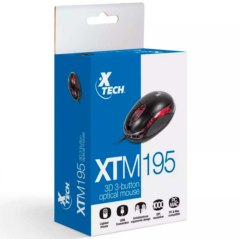 Mouse Optico Xtech Xtm-195 1000dpi Usb 3 Botones