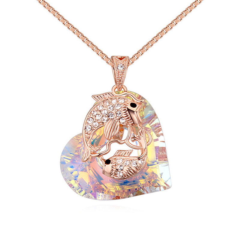 Dije Con Cadena Sea Love Sweet On Pink, Amor De Cristal