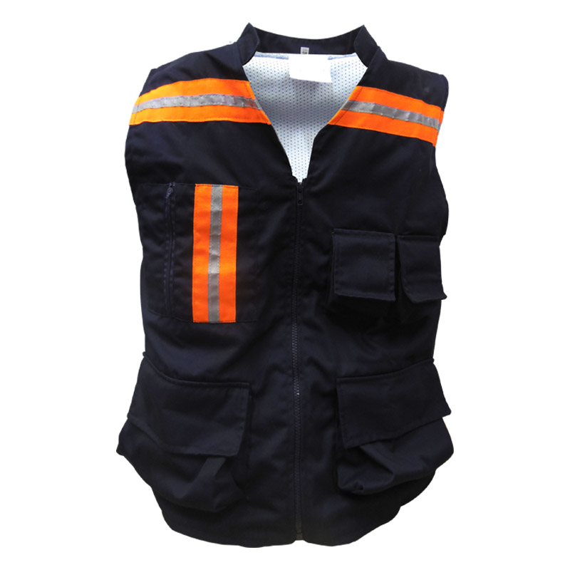 Chaleco Obra Civil Azul Forro Gris y Reflejante CHBG38 SHABA