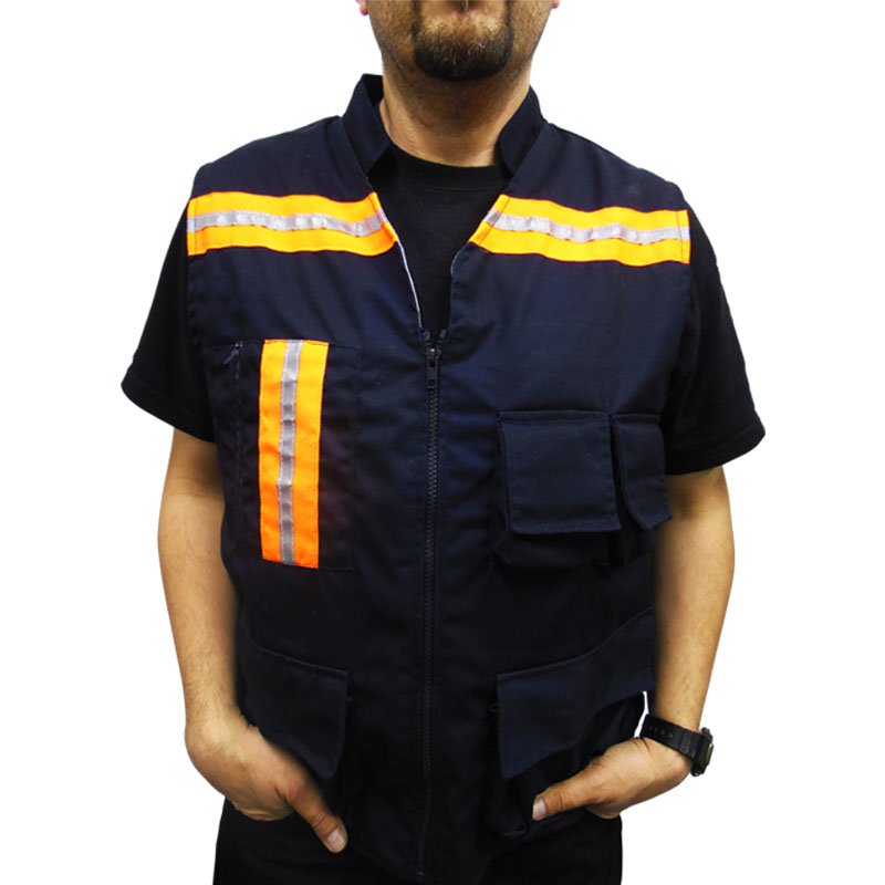 Chaleco Obra Civil Azul Forro Gris y Reflejante CHBG38 SHABA