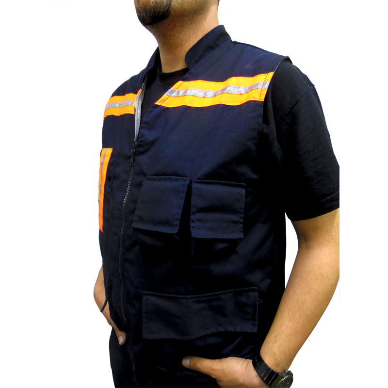 Chaleco Obra Civil Azul Forro Gris y Reflejante CHBG38 SHABA