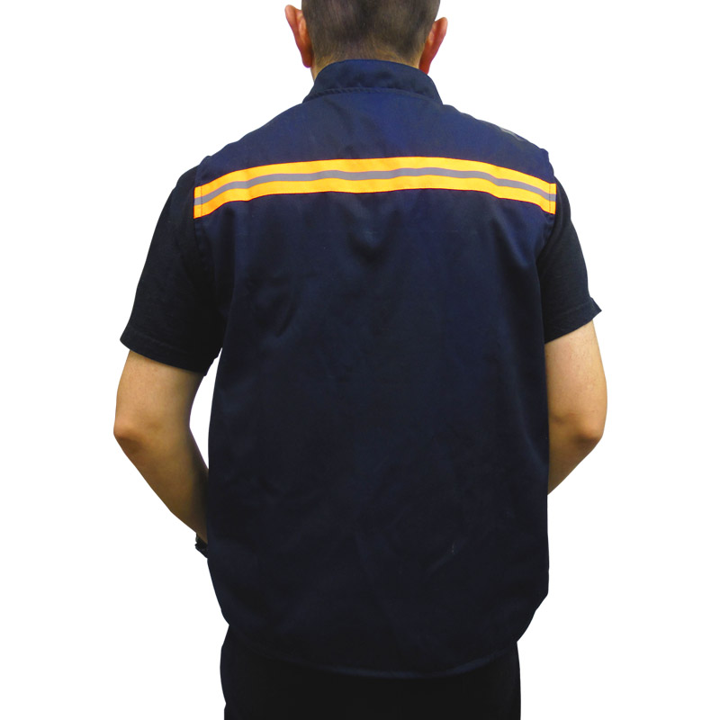 Chaleco Obra Civil Azul Forro Gris y Reflejante CHBG38 SHABA