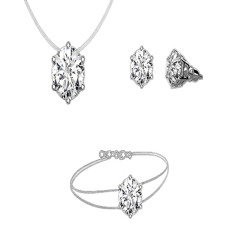 Juego De Aretes Y Collar Sparkling Crystal, Ocean Heart