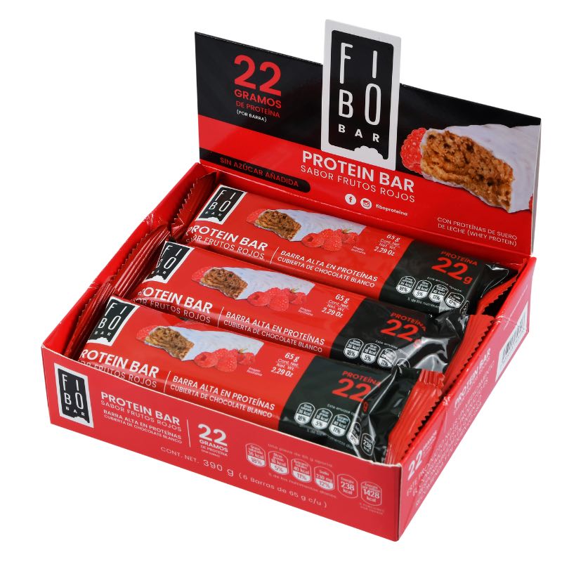 Barra De Proteína 65 Gr (2 Cajas, 12 Barras) - Sabor Frutos Rojos