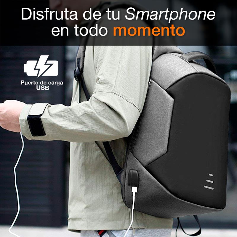 Redlemon Mochila Antirrobo Impermeable para Laptop, con Puerto USB para Power Bank y Audífonos, Cierre de Protección y más
