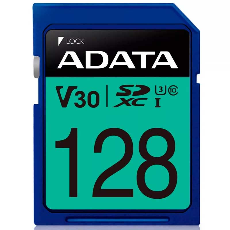 Memoria SD 128GB ADATA Clase 10 Video V30 Ultra HD 4K ASDX128GUI3V30S-R