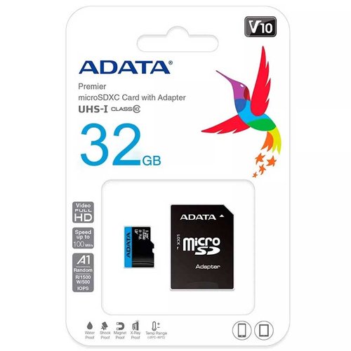Memoria Micro SDXC 32GB ADATA Clase 10 Juegos A1 Video Full HD V10 AUSDH32GUICL10A1-RA1 