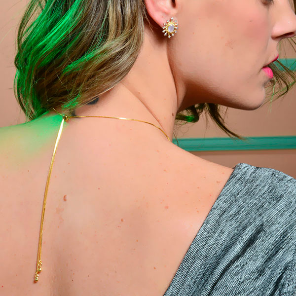 Collar Gota Verde-Baño oro 18K