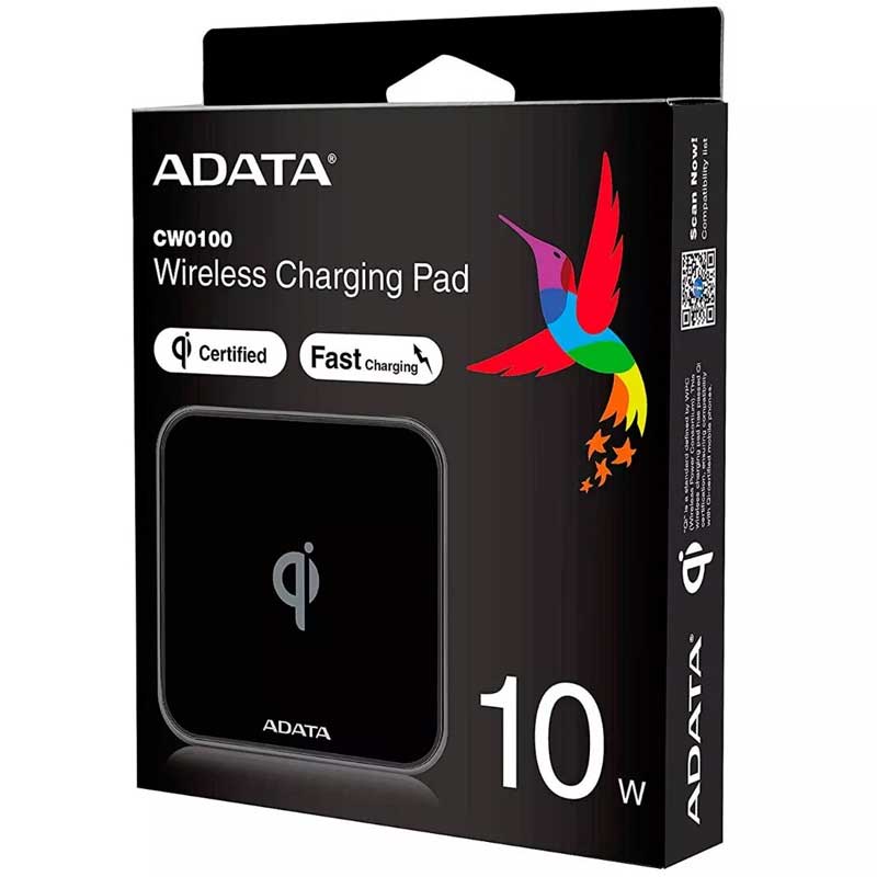 Cargador Inalambrico ADATA CW0100 Qi Carga Rapida Iphone Led