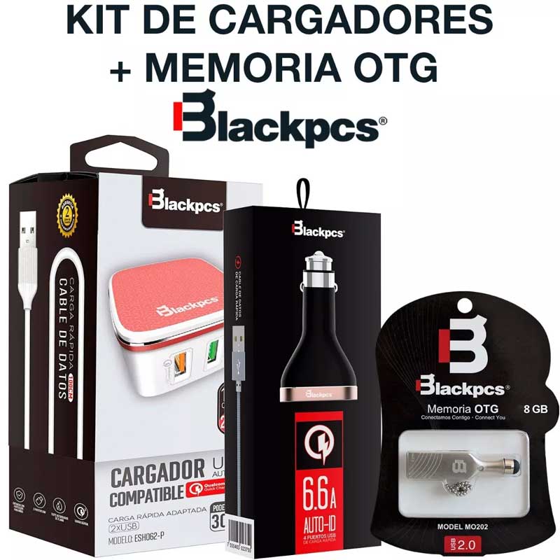 Paquete Cargadores Turbo Blackpcs + Memoria Otg 8gb