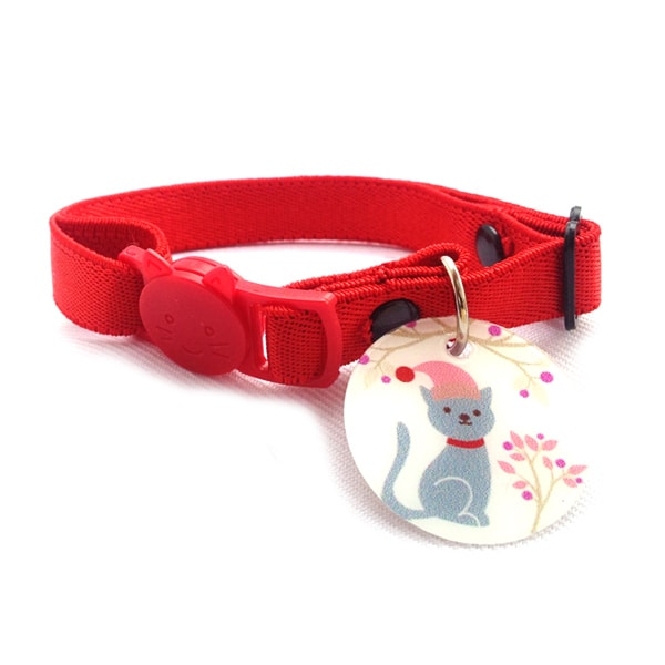 Collar Para Gato Navideño Con Medalla De Identificación Y Broche Breakaway En Forma De Gato. Marca Nyucat