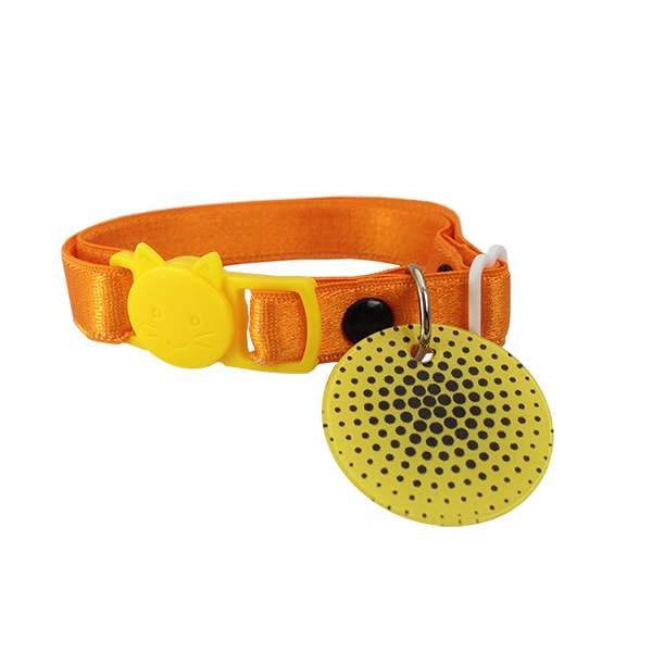 Collar Para Gato Color Naranja Con Medalla De Identificación Y Broche Breakaway En Forma De Gato. Marca Nyucat