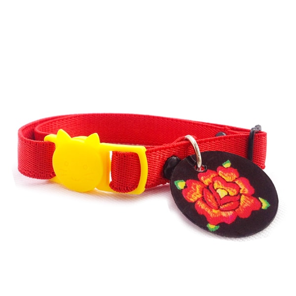 Collar Para Gato Color Rojo Con Medalla De Identificaci?n Y Broche Breakaway En Forma De Gato. Marca Nyucat