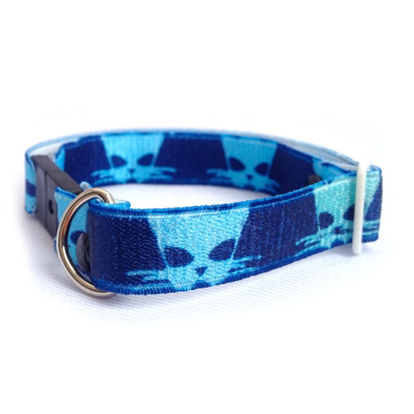 Collar Para Gato Con Dise?o En Azul De El?stico Y Broche De Seguridad Breakaway. Marca Nyucat