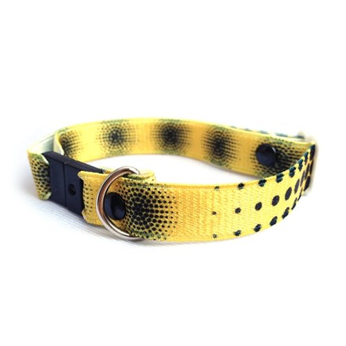Collar para gato con diseño en amarillo de elástico y broche de seguridad breakaway. Marca Nyucat