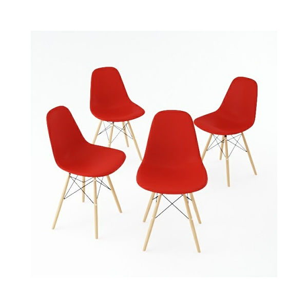 Set 4 Sillas Réplica Eames Rojo Nuuk Concept