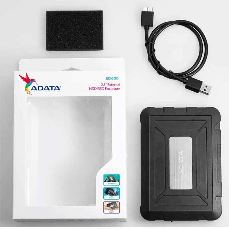 Gabinete Case Disco Duro SSD ADATA ED600 USB 3.1 Sata 2.5 AED600-U31-CBK 