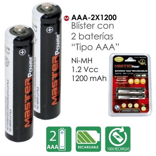 Baterías Recargables Master 2 Tipo  AAA 1200 AH