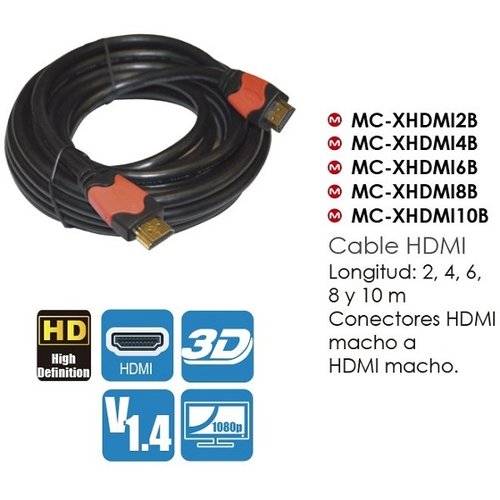 Cable HDMI 1.4 Master 2M Conectores chapeados en oro