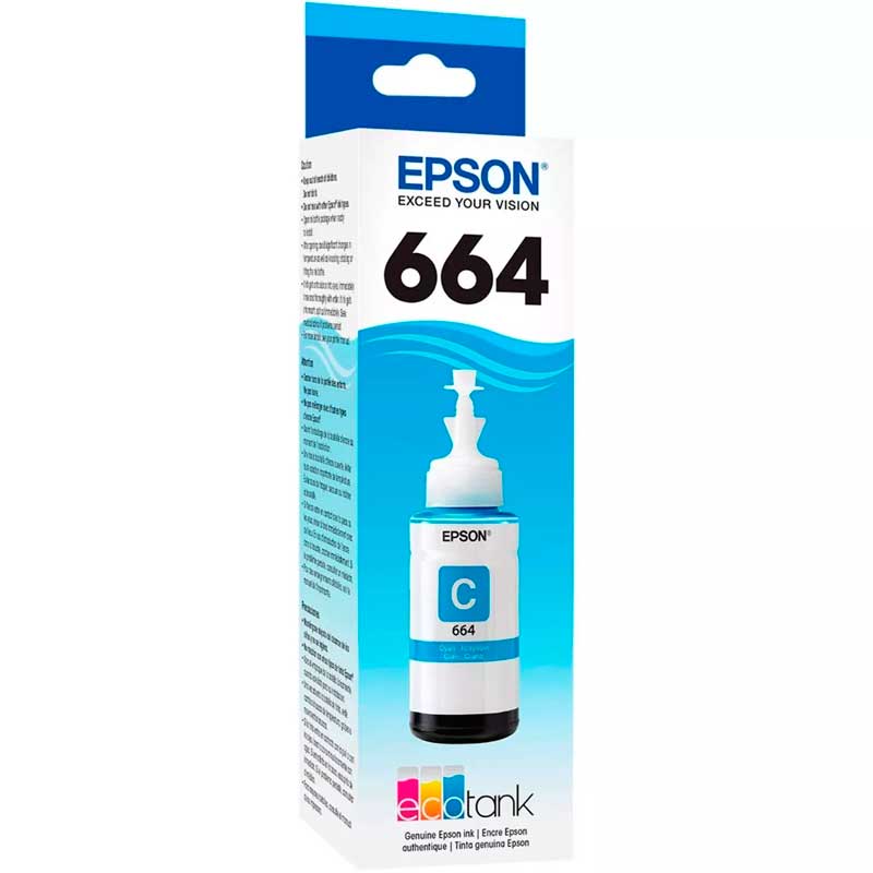 Botella De Tinta Epson T664 L310 L380 L575 Cyan T664220-AL