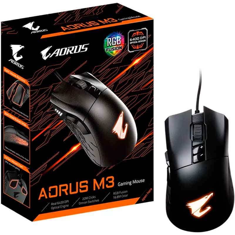 Mouse Gamer Aorus M3 6400 Dpi Optico Alambrico Rgb