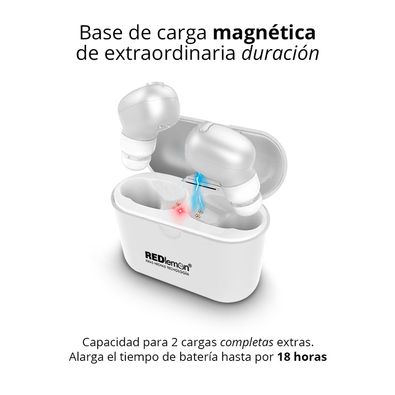 Redlemon Audífonos Bluetooth 5.0 True Wireless Stereo con Base de Carga, Resistentes a Salpicaduras de Agua