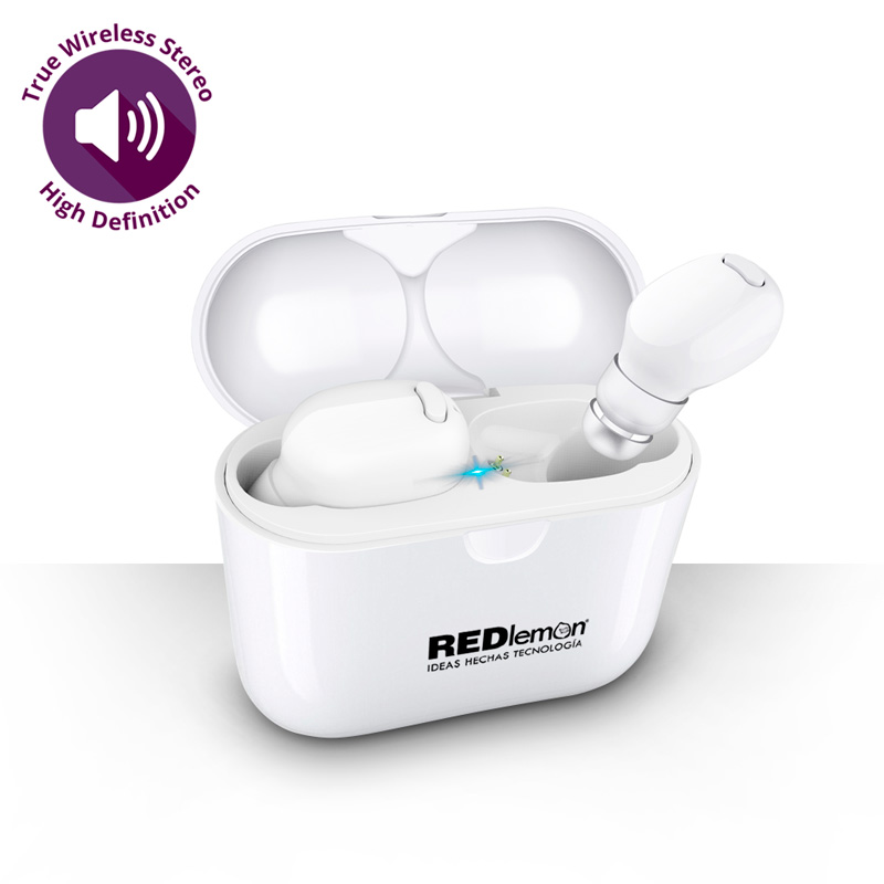 Redlemon Audífonos Bluetooth 5.0 True Wireless Stereo con Base de Carga, Resistentes a Salpicaduras de Agua