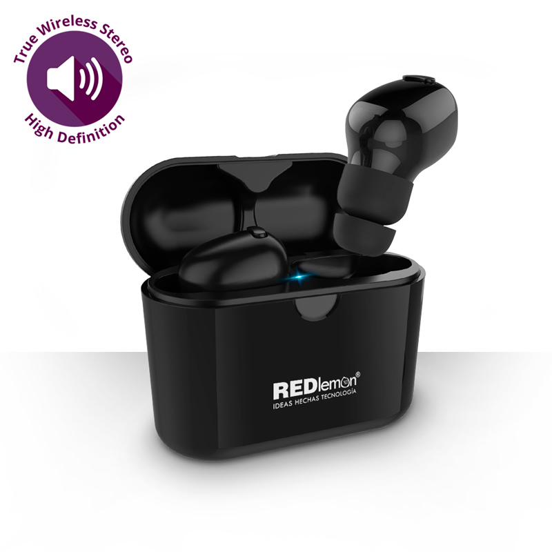 Redlemon Audífonos Bluetooth 5.0 True Wireless Stereo con Base de Carga, Resistentes a Salpicaduras de Agua