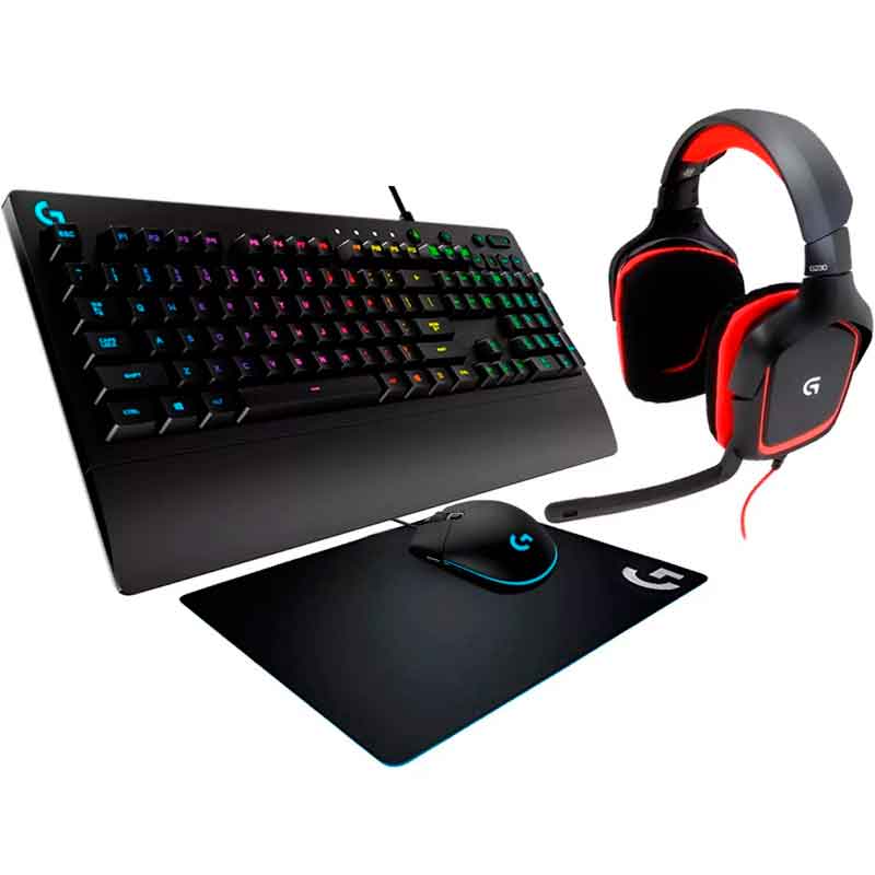 Kit Gamer LOGITECH Teclado G213 Mouse G203 Diadema G230 Mouse Pad 991000287 