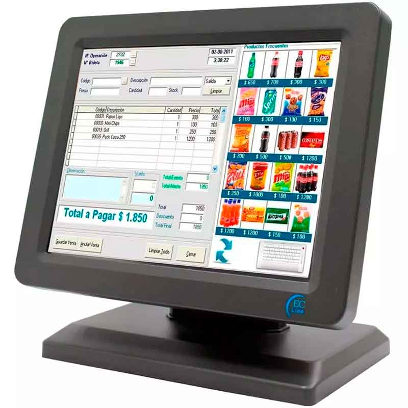 Monitor Touch Screen Led EC LINE 12" USB VGA Uso Rudo Ec-ts-1210 Pos