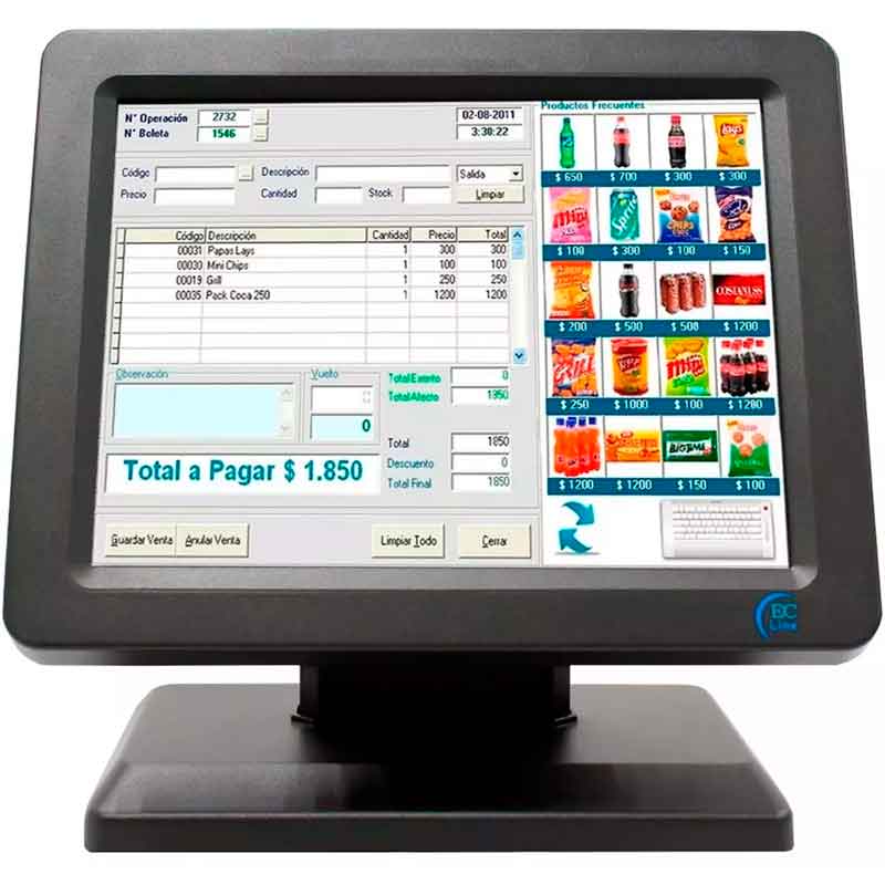 Monitor Touch Screen Led EC LINE 12" USB VGA Uso Rudo Ec-ts-1210 Pos