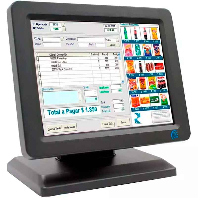Monitor Touch Screen Led EC LINE 12" USB VGA Uso Rudo Ec-ts-1210 Pos