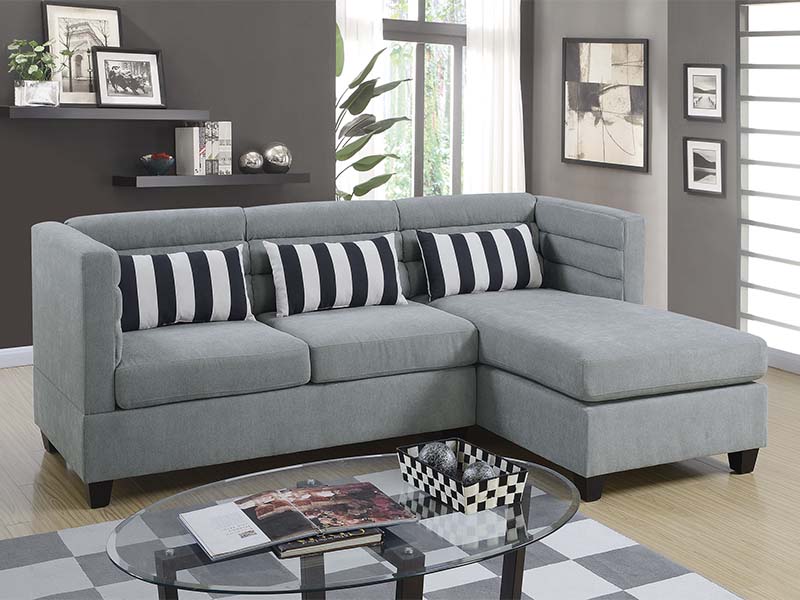 Seccional de 2 piezas, sofá y chaise color Gris - POUNDEX F6996