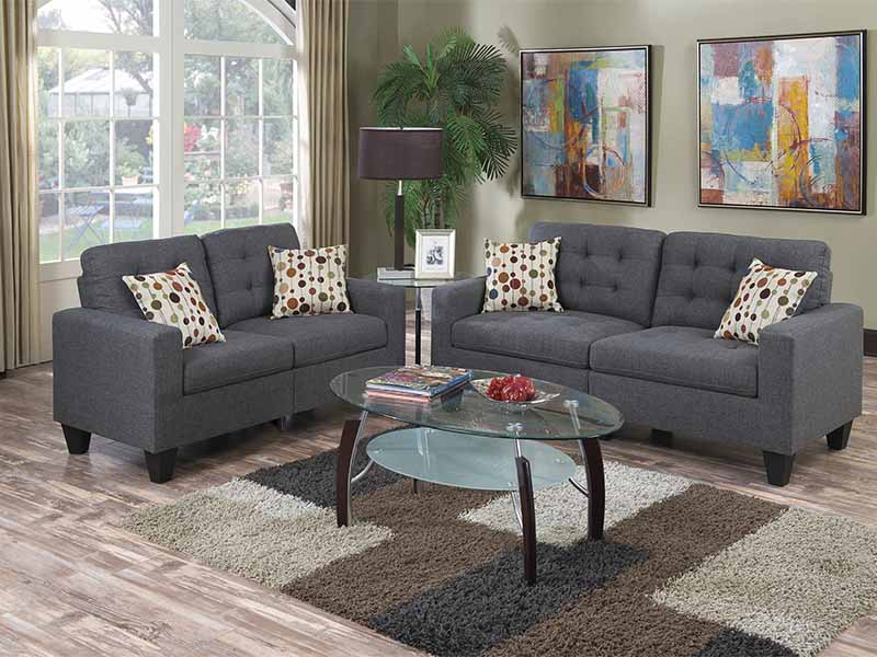 Sala de 2 piezas sofá y loveseat color gris azulado F6901  POUNDEX