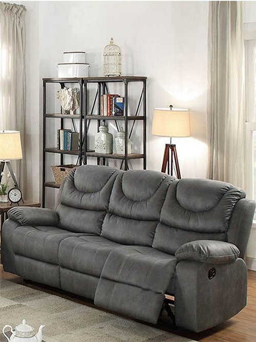 Sofa Reclinable color gris pizarra, piel sintetica F6766  POUNDEX