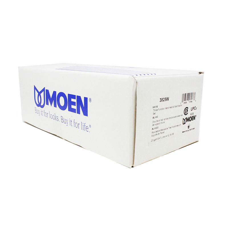 Regadera de Pared Ducha de Mano 3 Funciones Tipo Telefono Blanco Moen 3825W