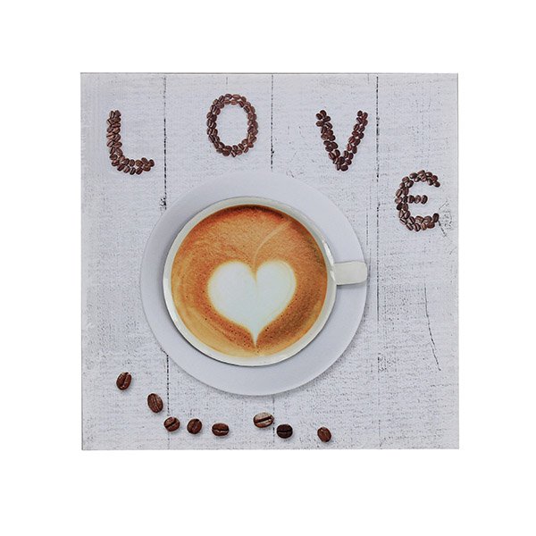 Cuadro decorativo de pared Love Coffee 3D estampado en lienzo, color café - SAGEBROOK HOME