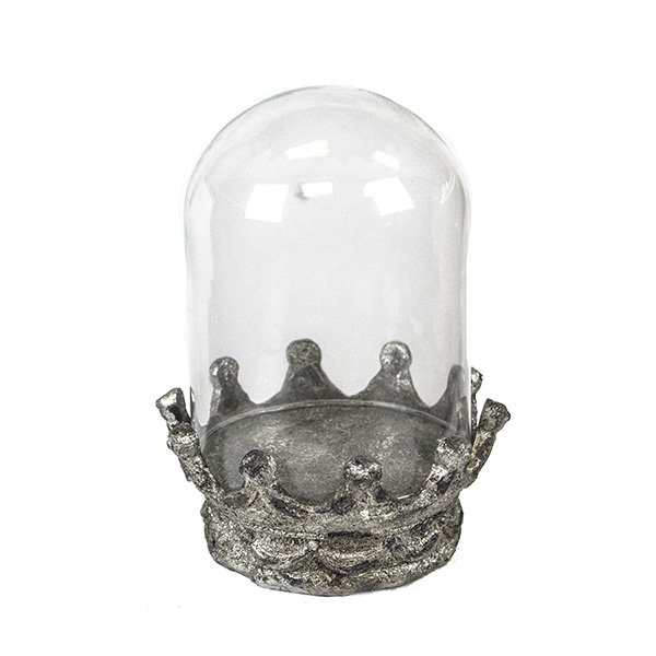 Corona Cloche decorativa de resina y vidrio, color plateado - SAGEBROOK HOME