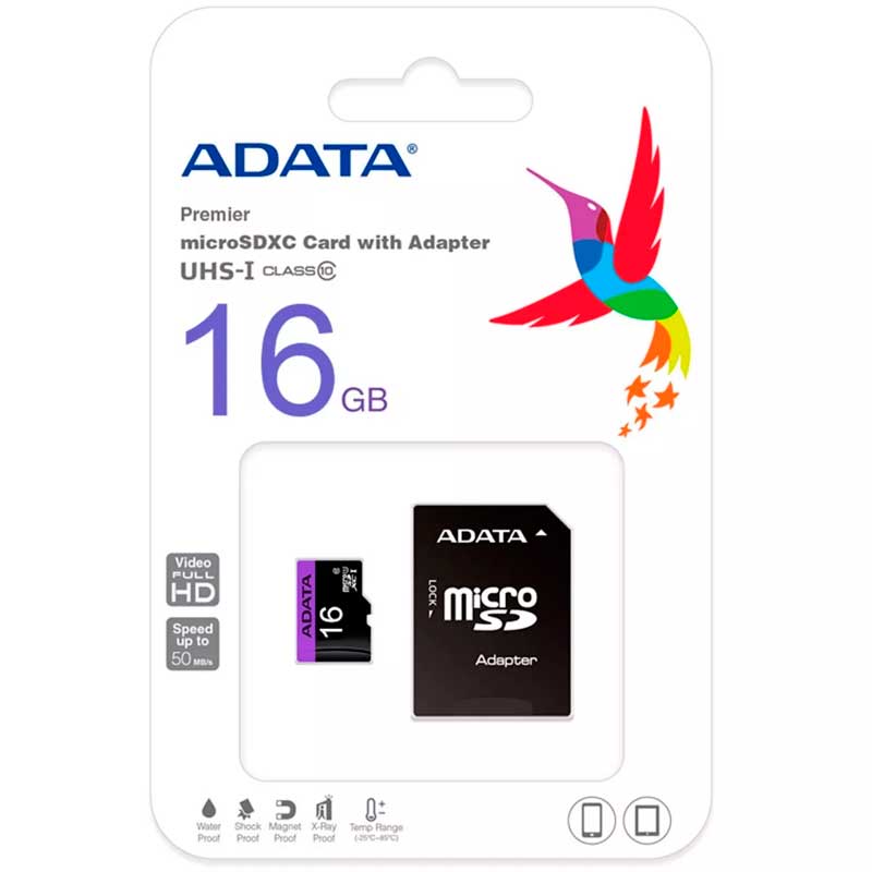 Memoria Micro SD 16GB ADATA Clase 10 Video Full HD AUSDH16GUICL10-RA1
